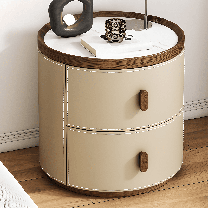 Art Deco 2 Tiers Nightstand With Drawer Storage and Stone Countertop - image 15