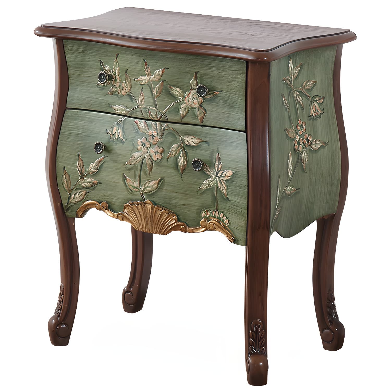 Mid-Century Modern Cabinet Fretwork Hand Painted Side Cabinet - image 8