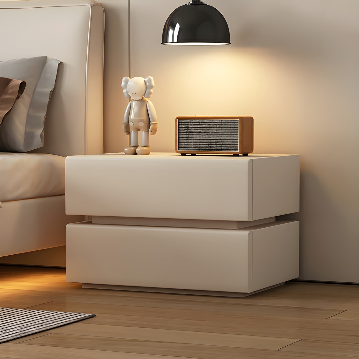 Modern Wood Nightstand with Drawer Storage, Small Size, Under 23 inches - image 4