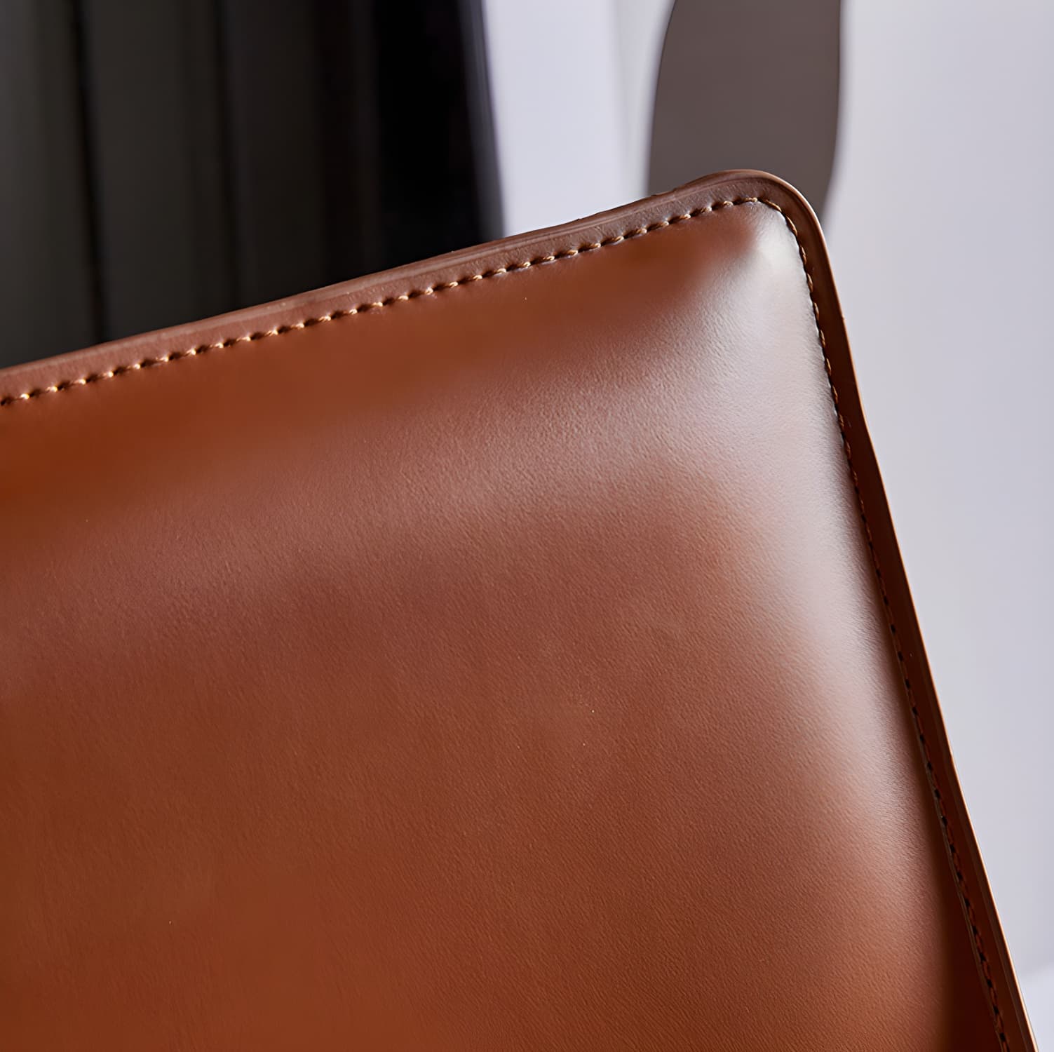 Designer Style Restaurant Saddle Leather Side Chair Matte Finish Parsons Dining Chair - image 18