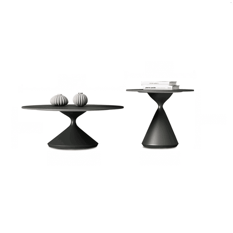 Single/Nesting Postmodern Circular-shaped Chalk/Ink Sintered Stone Pedestal Base Side Table - image 10