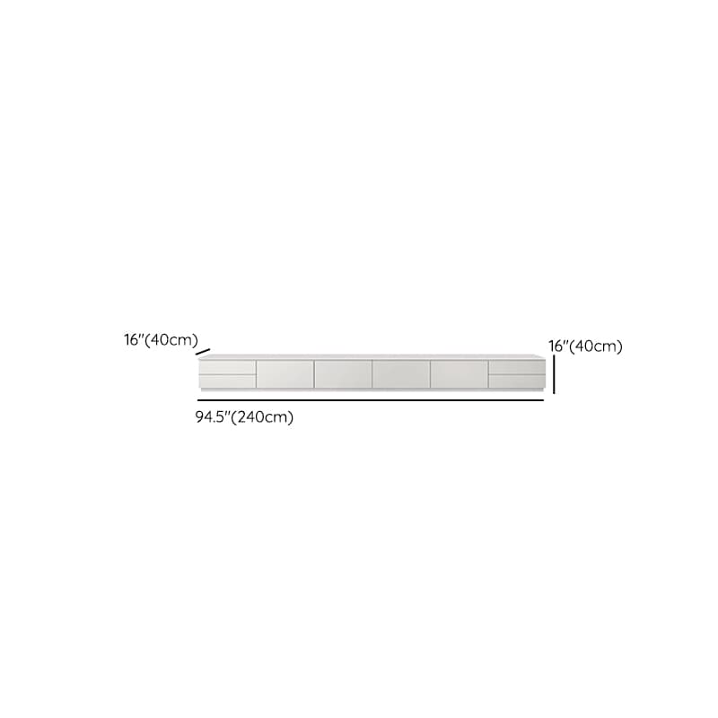 Modern Stone TV Stand with Drawers - Cabinet and Enclosed Storage - White - image 12