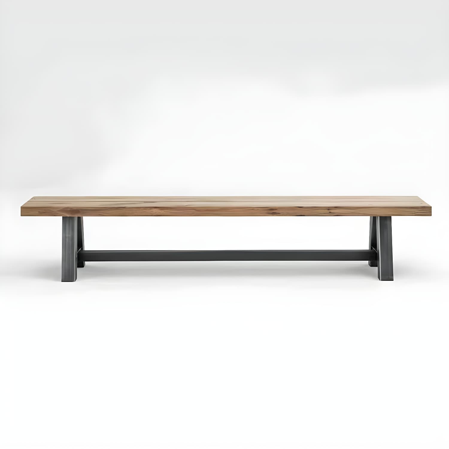 Metal Industrial Rectangle Dining Table Solid Wood Top Table with Trestle Base - image 3