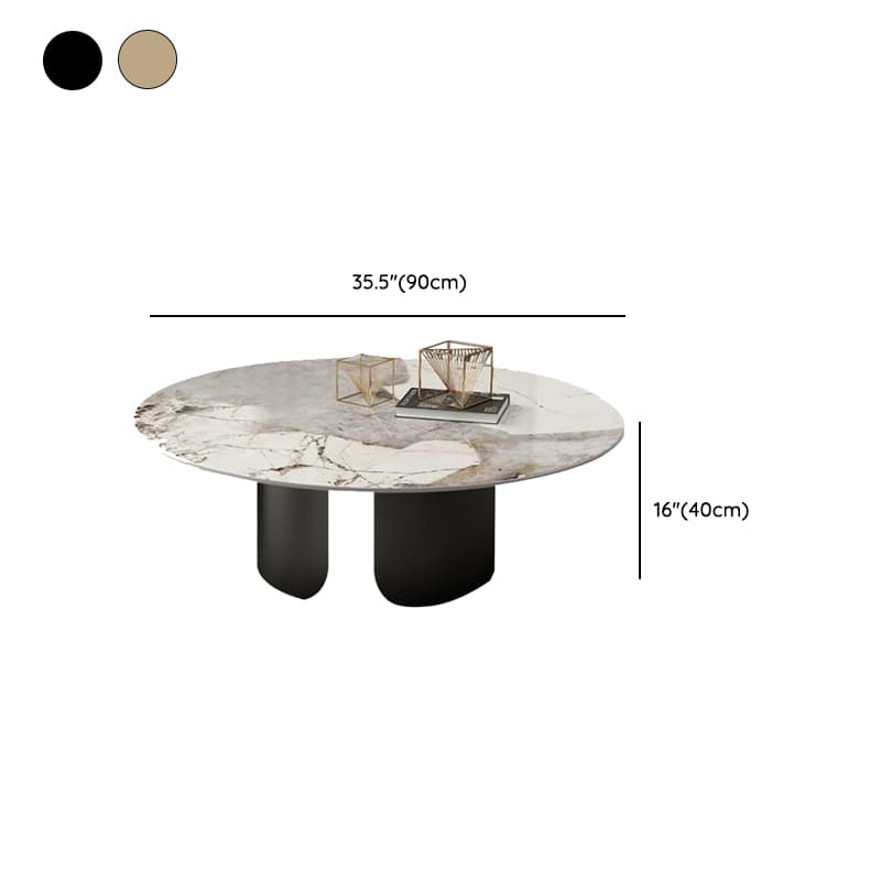 Glam Style Round Coffee Table with Sleek Stone Top and Sturdy Iron Base - image 13