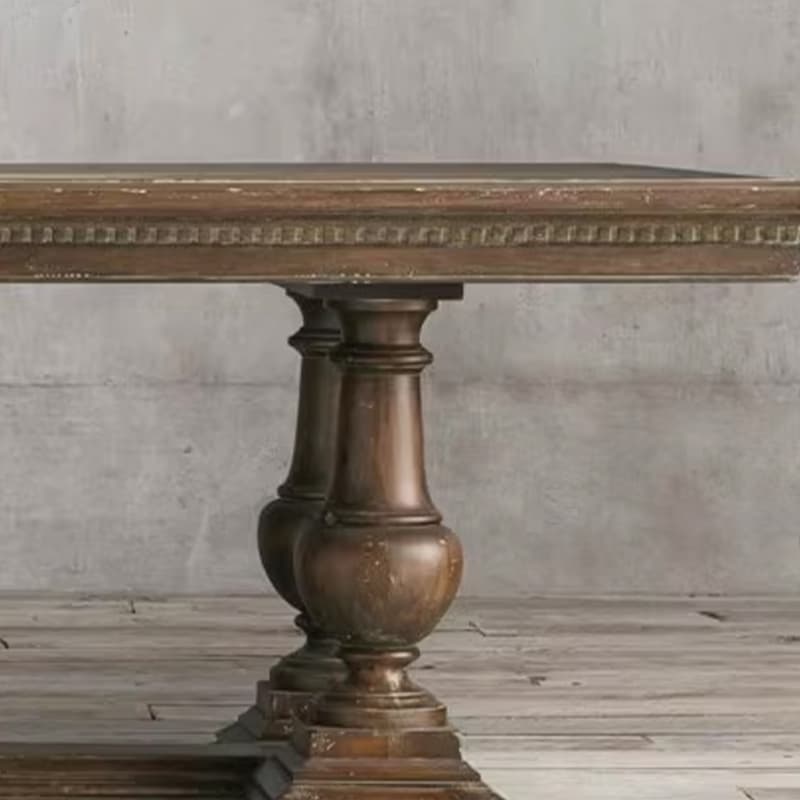 French Country Rectangle Wood Dining Table with Trestle Base, Full Assembly Needed - image 11
