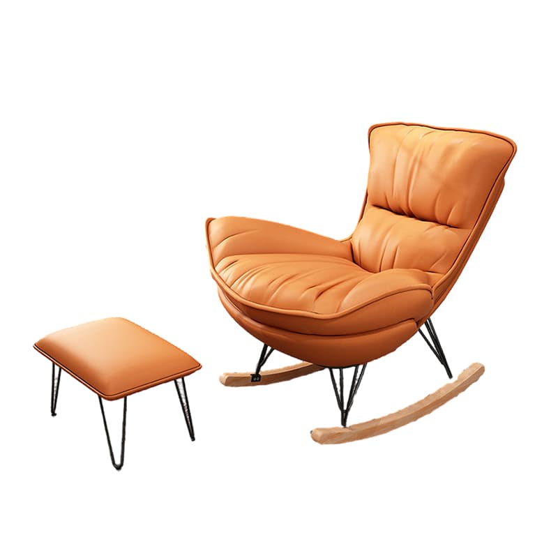 Indulgent Modern Upholstered Rocking Chair with Ottoman Perfect for Relaxation in Natural Wood Tone - image 15