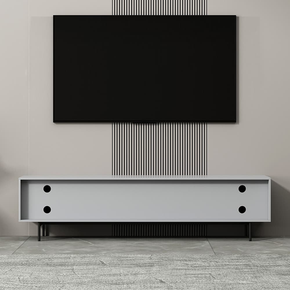 Industrial Enclosed Storage TV Stand Wooden Rectangle TV Cabinet with Splayed Legs - image 6