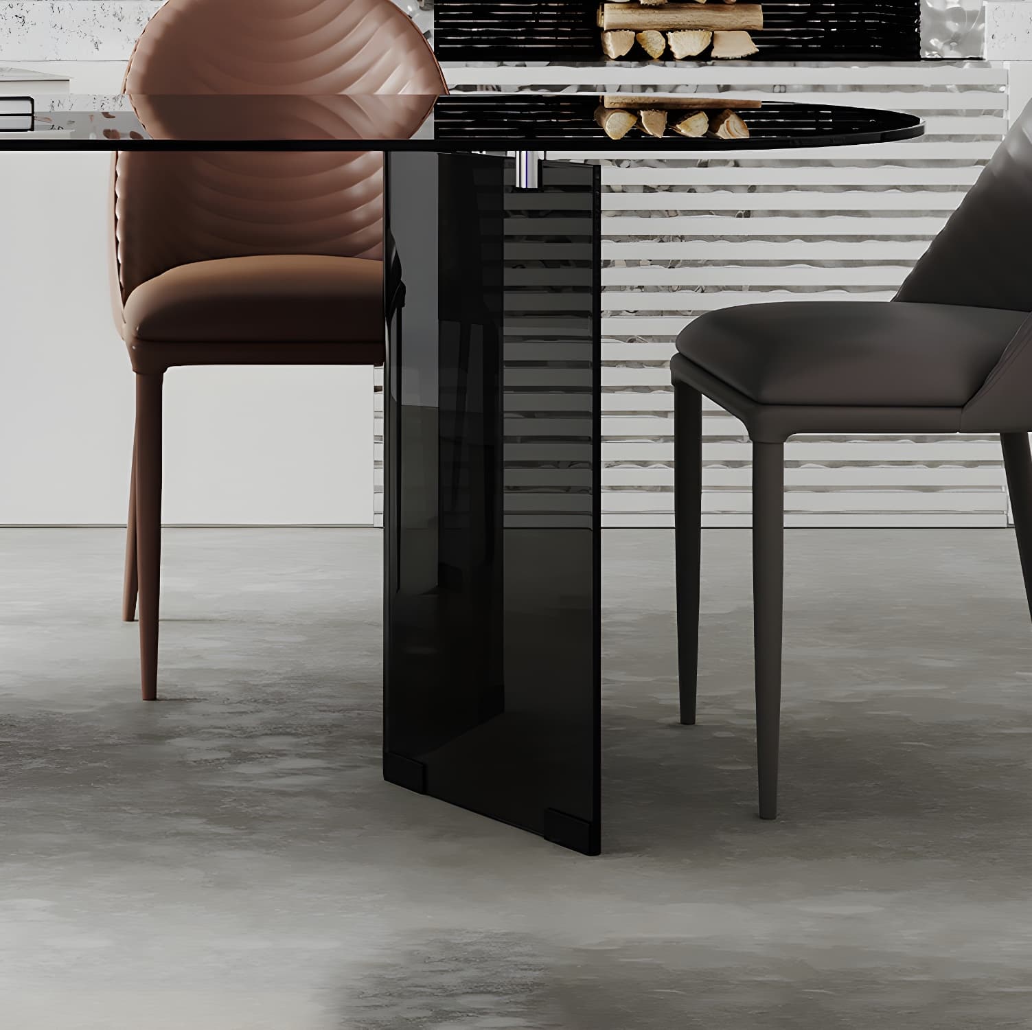 Glass Contemporary Oval Dining Table Clear Glass Top Table with Double Pedestal - image 9