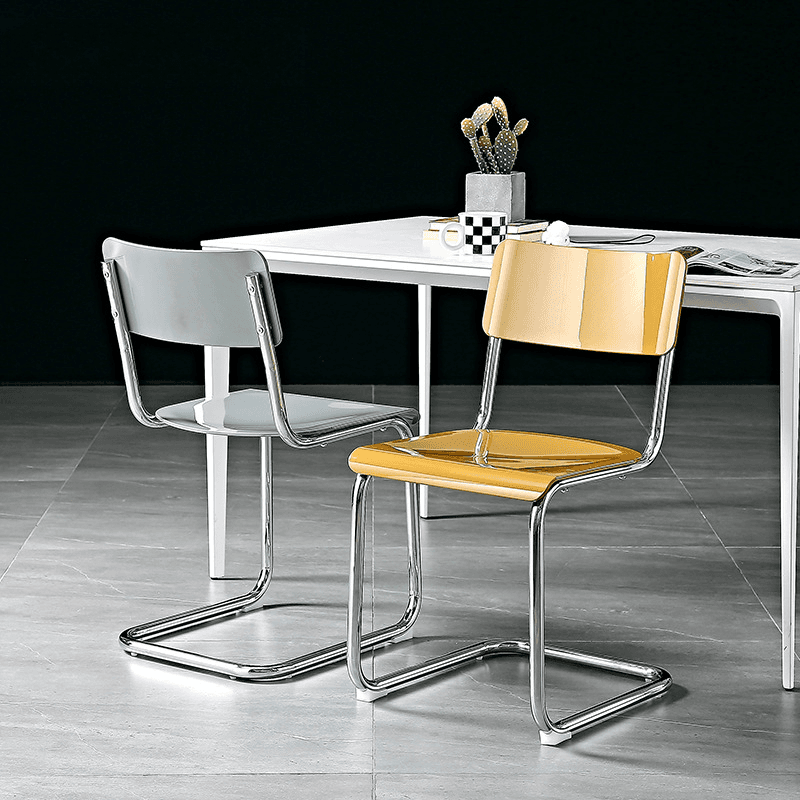 Modern Simple Style Ventilated Back Armless Chair with Metallic Alloy Legs - image 11