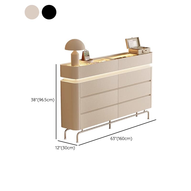 Simplistic Hardwood Double Dresser with 8 Horizontal Drawers and LED Lights - image 21