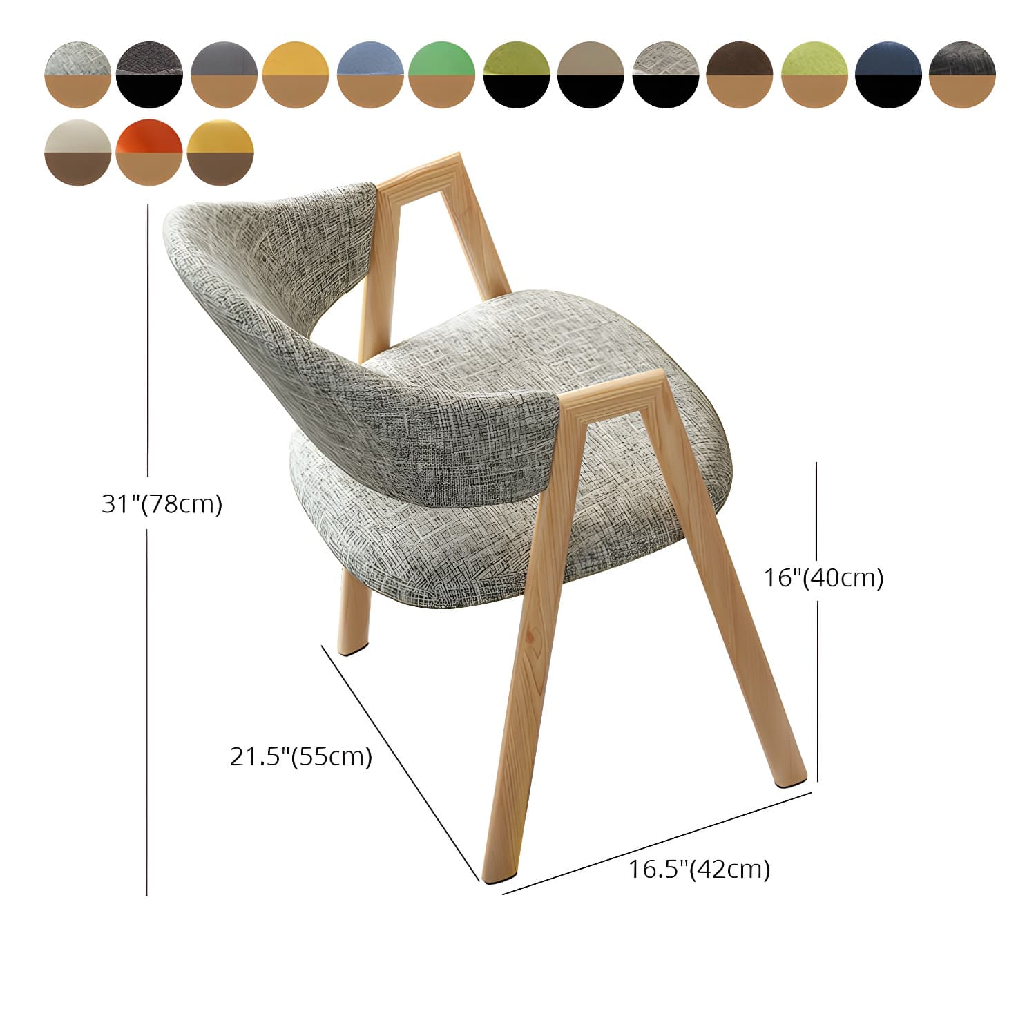 Contemporary Open Back Arm Chair Matte Finish Upholstered Dining Chair - image 22