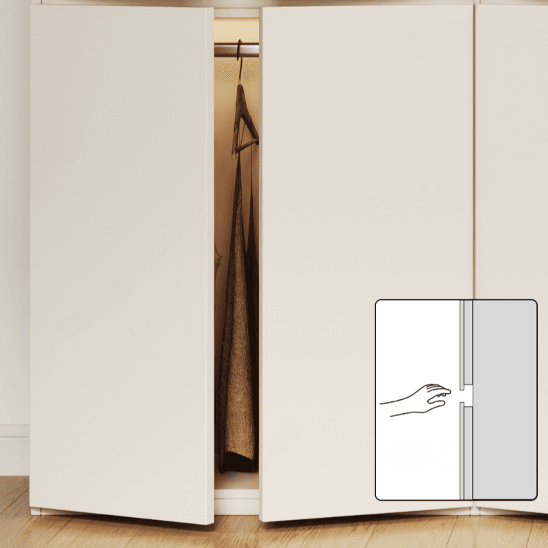 White Minimalist Manufactured Wood Independent Wardrobe Closet with Soft Close Door, Interior Shelves, and Articulated Mechanism - image 4