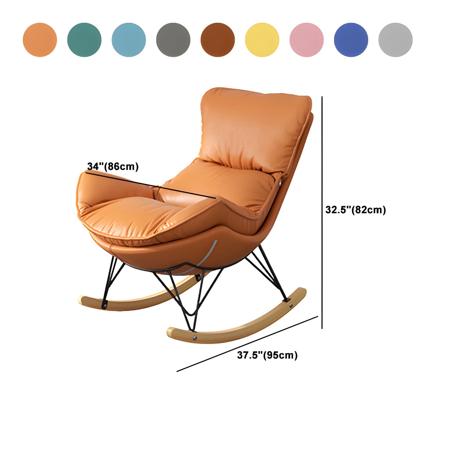 Solid Wood Rocking Chair Contemporary Rocker Chair with Padded Seat - image 19