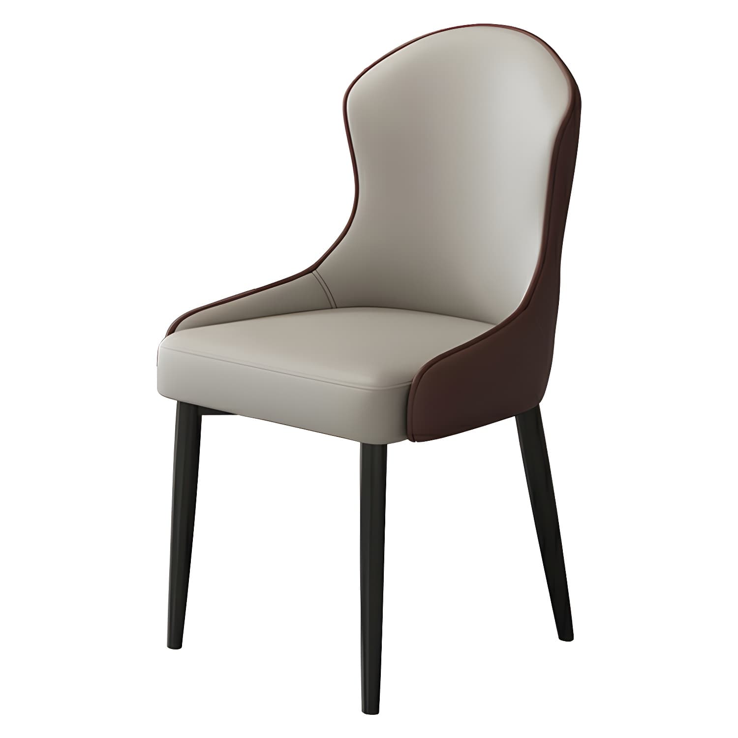 Wingback Faux Leather Side Chair with Metal Legs and Upholstered Seat for Kitchen & Dining