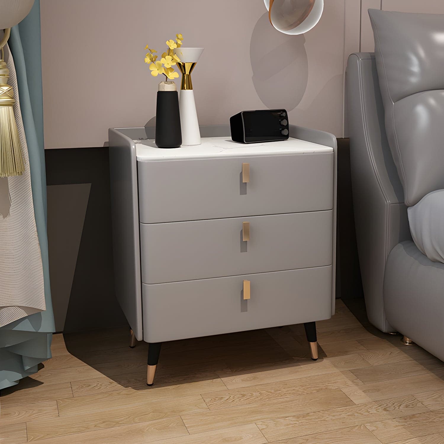 Glam Drawers Included Accent Table Nightstand 22.5" Tall with Legs - image 8