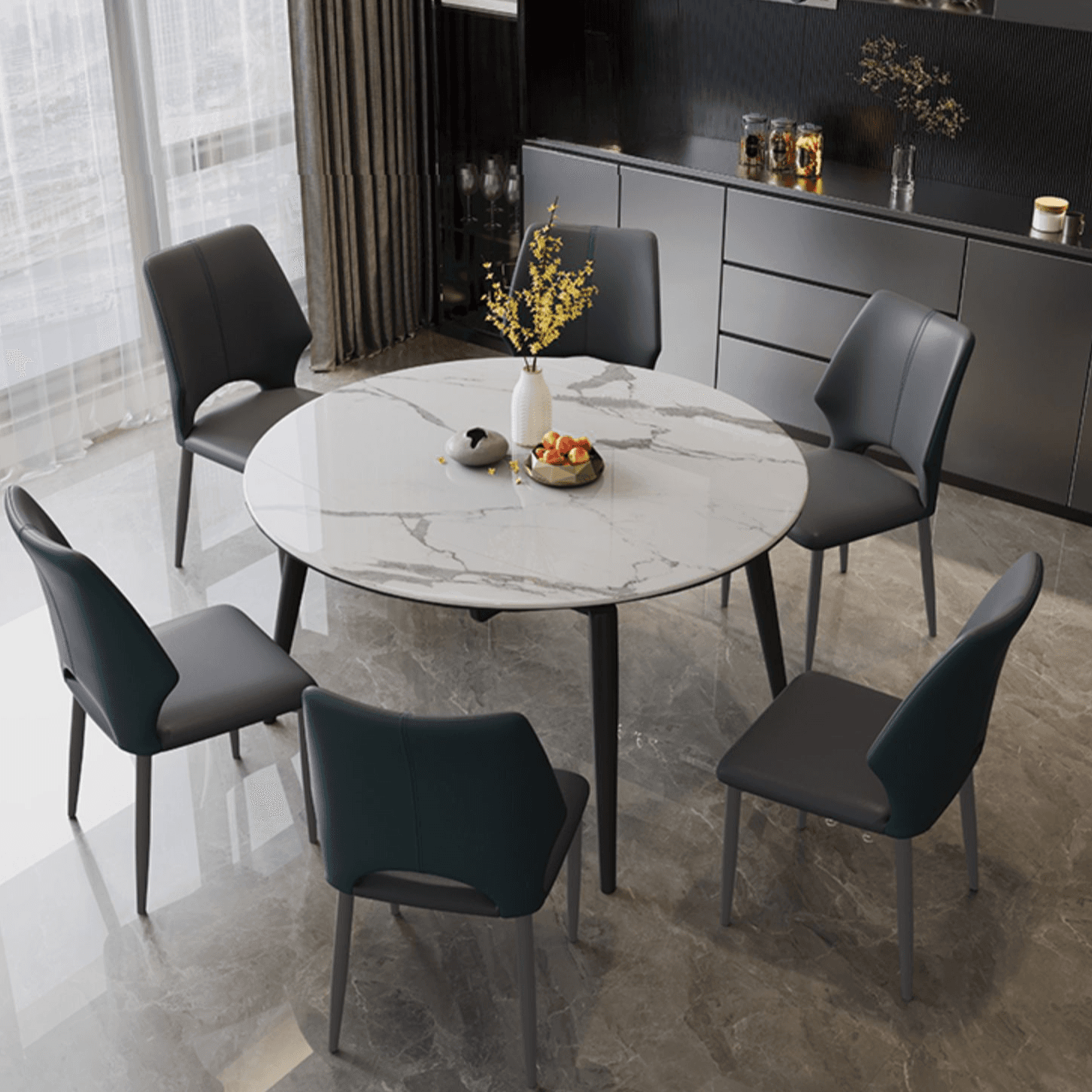 Trendy Winged-back Side Chair in Pu Leather with Midnight Black Alloy Legs, Secure and Stylish - image 11