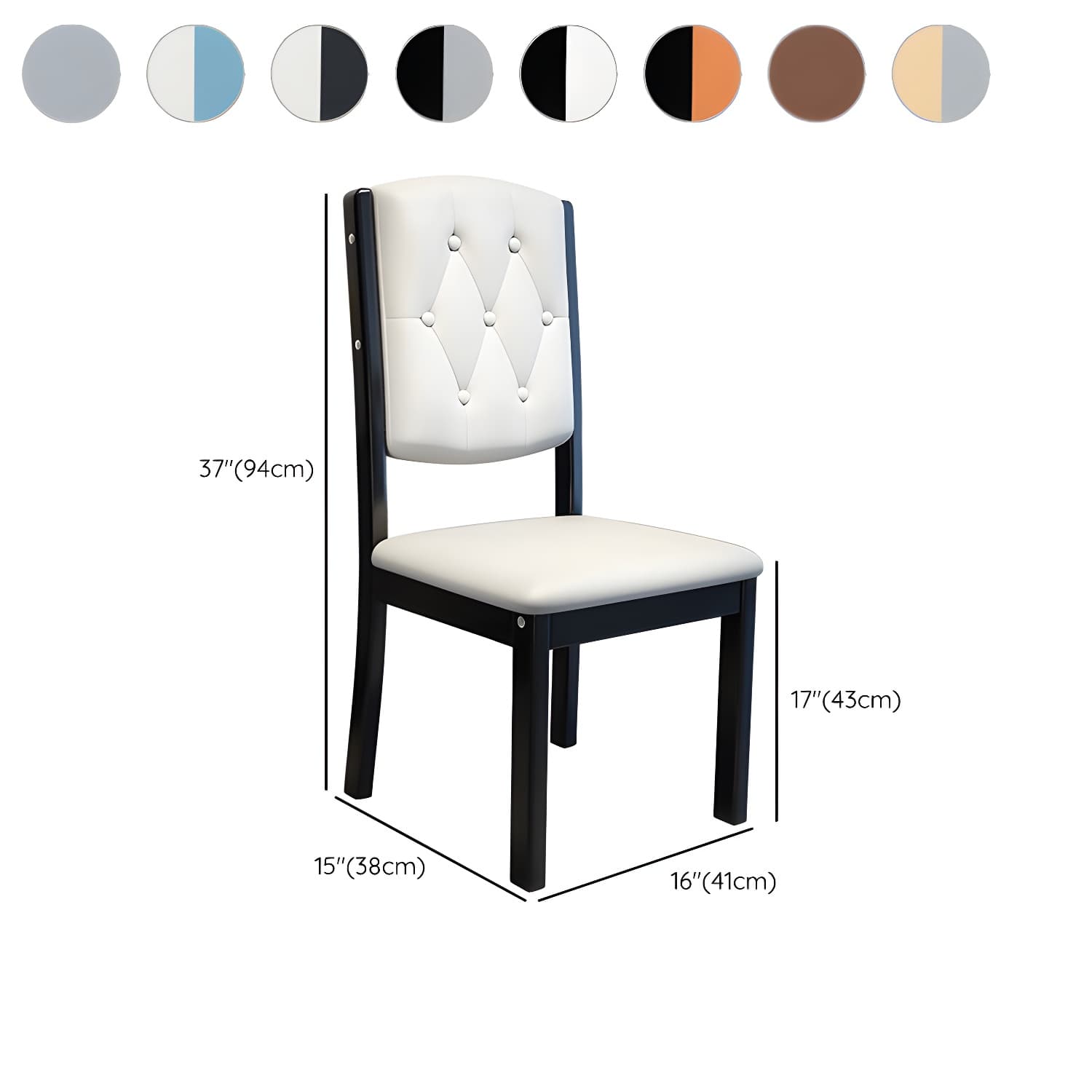 Matte Finish Leather Side Chair with Solid Wood Base for Home - image 24