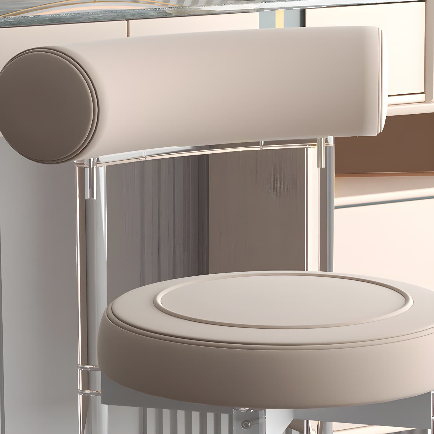 Clear Leg Modern Side Chair with Low Back and Upholstered Polyurethane Seat - image 15