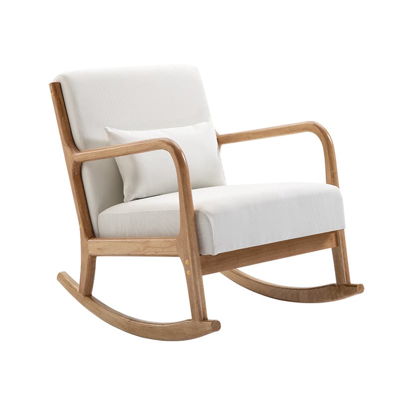 Modern Upholstered Rocking Chair with Natural Wood Legs and Recessed Back Cushion - image 15