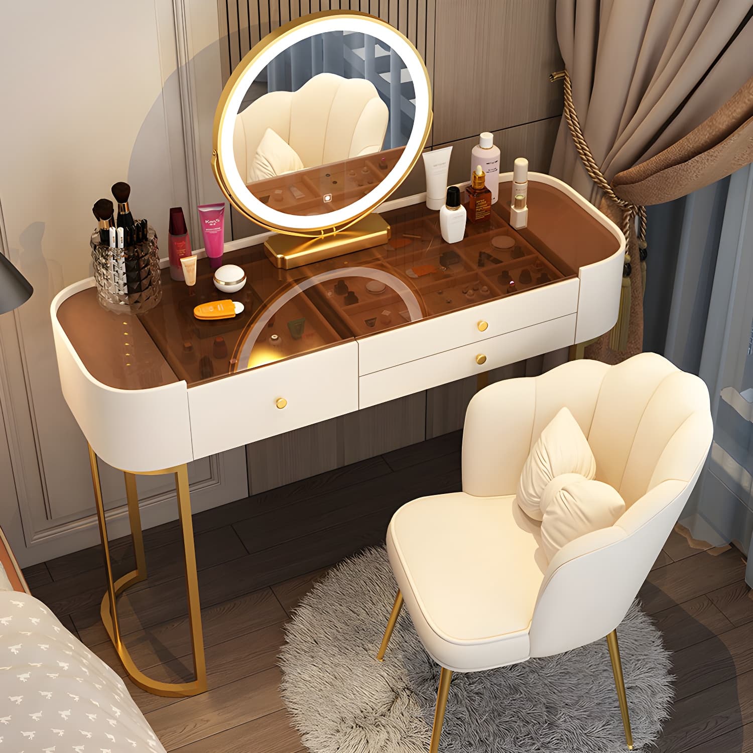 Glam Vanity Dressing Table Bedroom Makeup Vanity Desk with Drawer - image 7