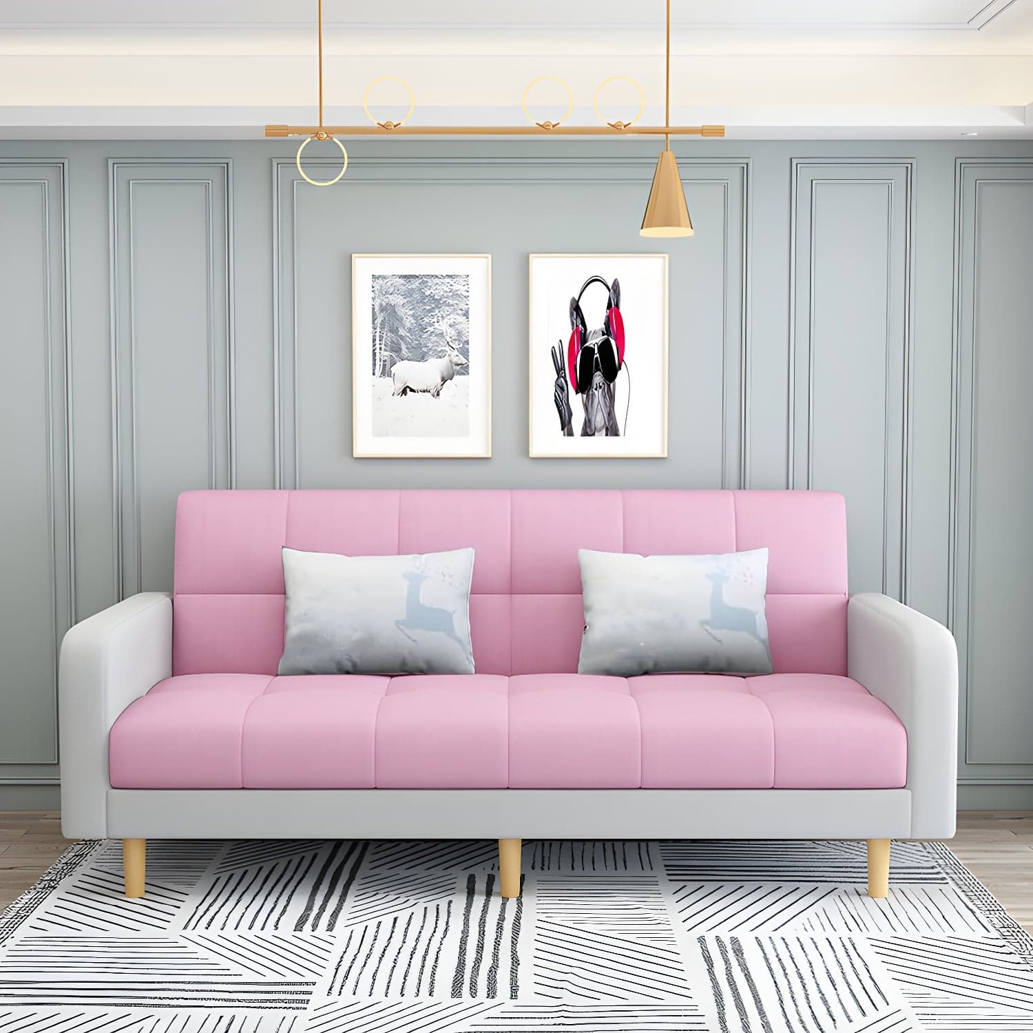 Convertible Biscuit Back Sofa Bed 32.28"High Square Arm Sofa for Apartment - image 12