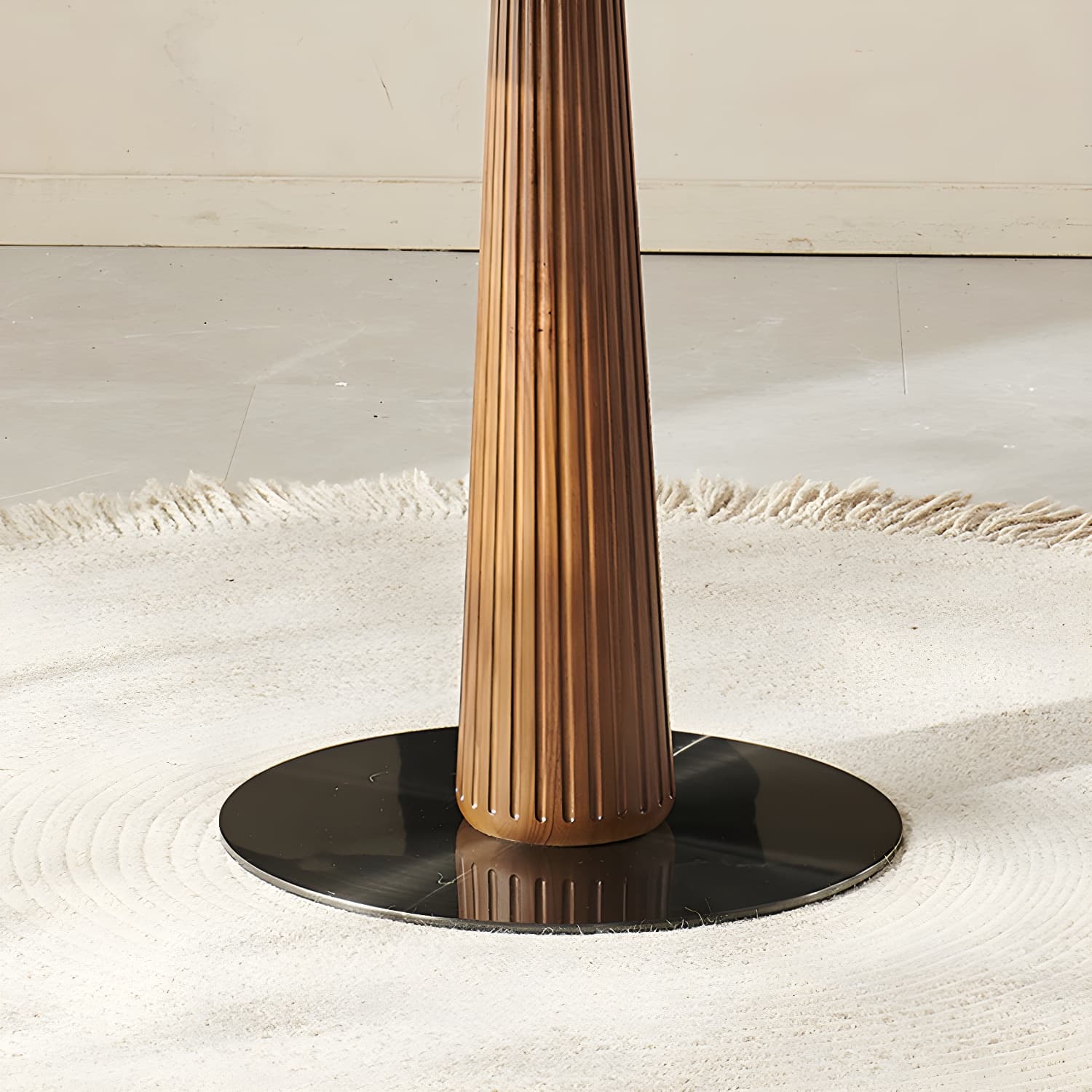 Contemporary Round Brown Ash Top Dining Table with Wood Pedestal - image 6