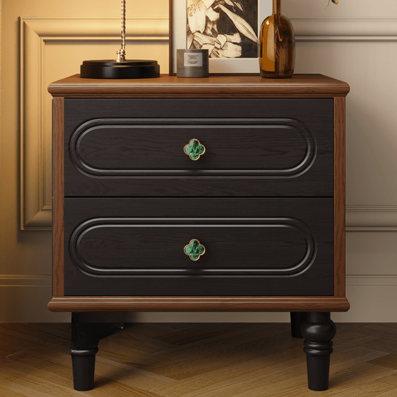 Organic Modern Nightstand With Drawer Organization Featuring 2 Drawers, Natural Wood Countertop, and Leg - image 8