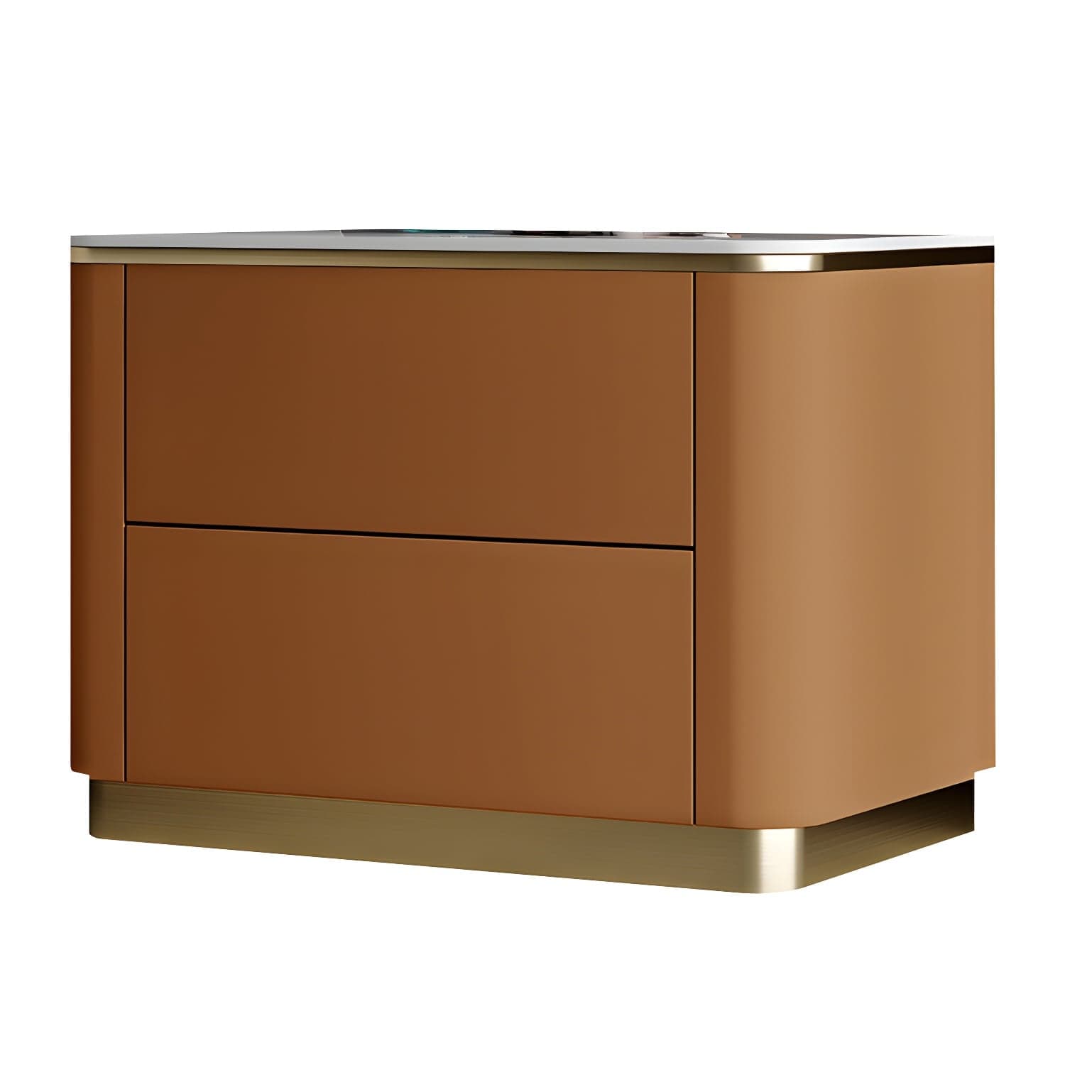 Glam Solid Wood Leather Outer Frame Accent Table Nightstand Drawer Storage Night Table - image 10