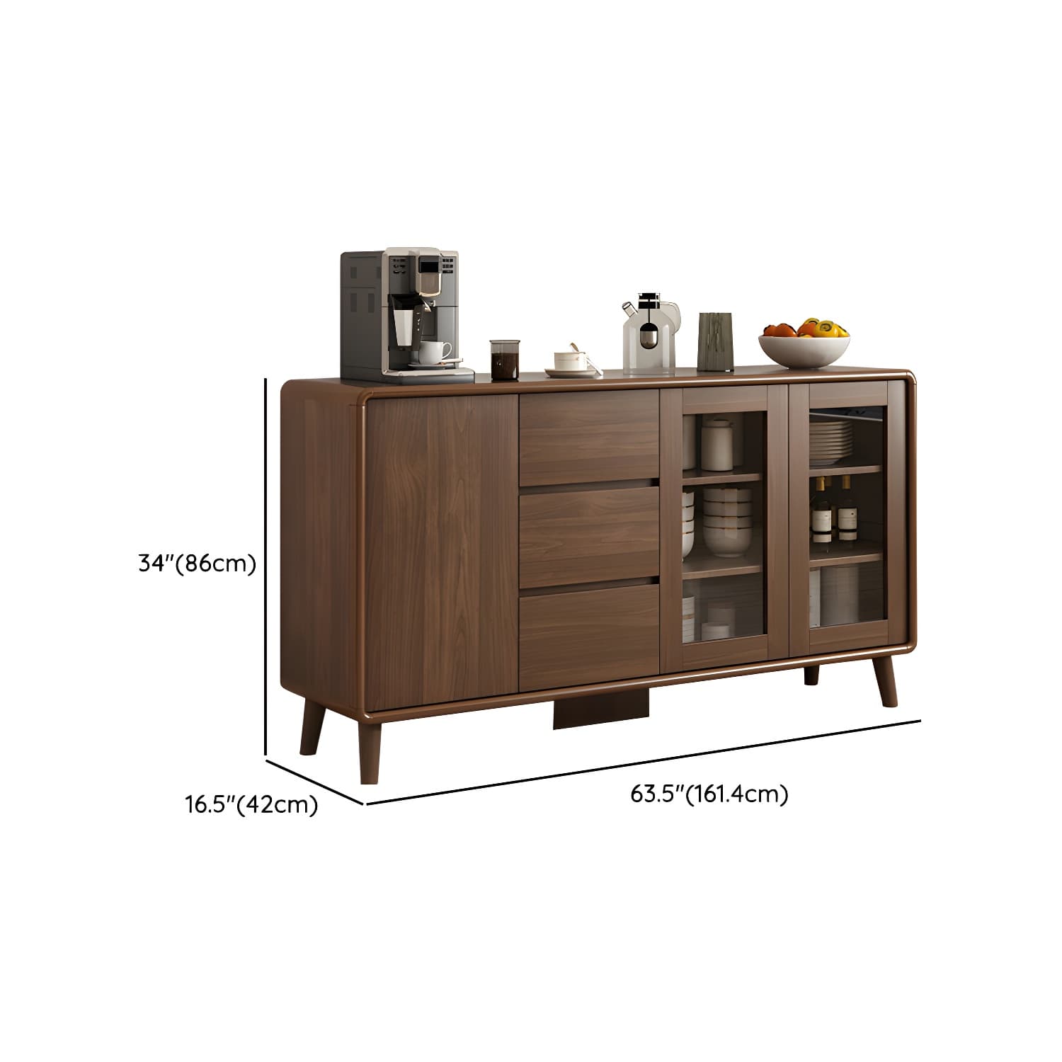 Modern Brown Wood Sideboard with Cabinets and Drawers - Stylish and Functional Buffet for Storage - image 15