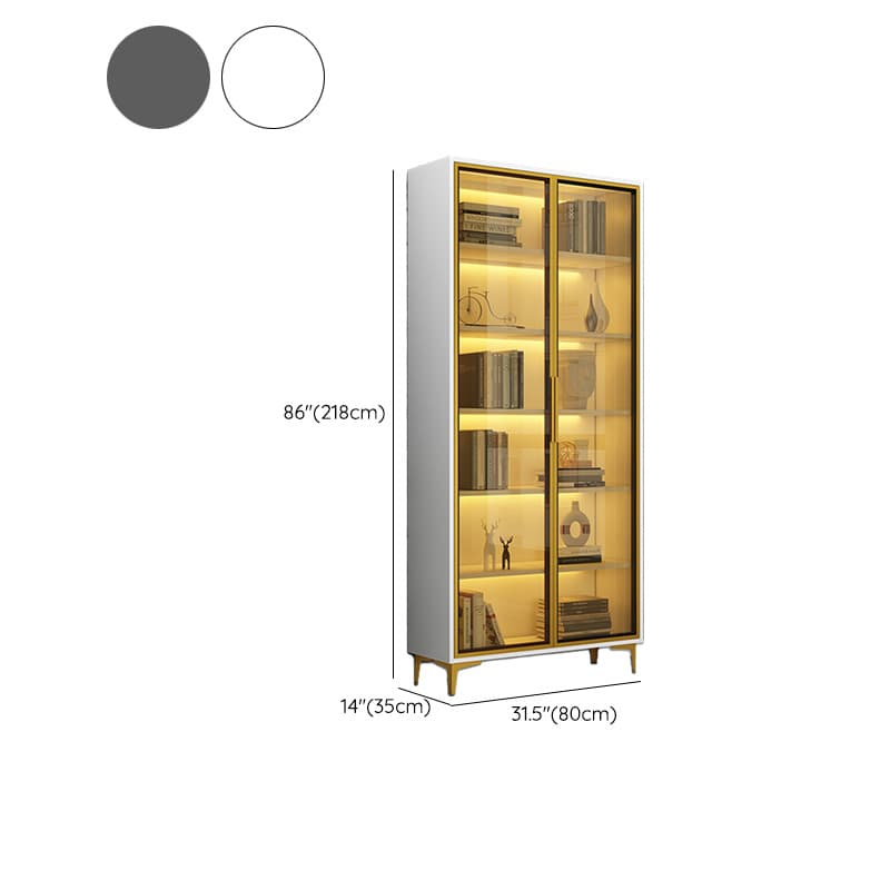 Glam Rectangle Accent Cabinet with Gold Metal Base and Glass Doors and Lighting Included - image 21