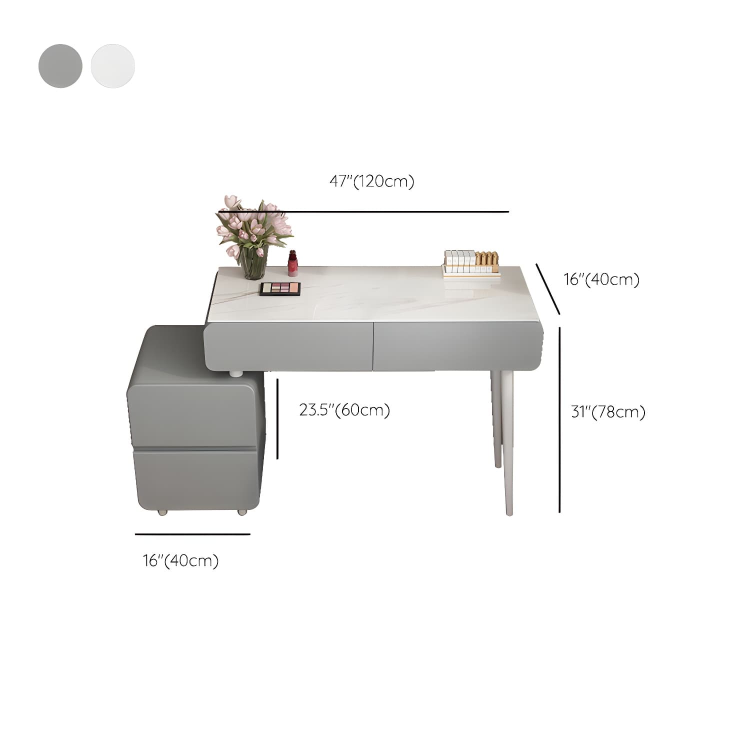 Modern Slate and Wooden Vanity Dressing Table Set with 4 Drawers - image 15