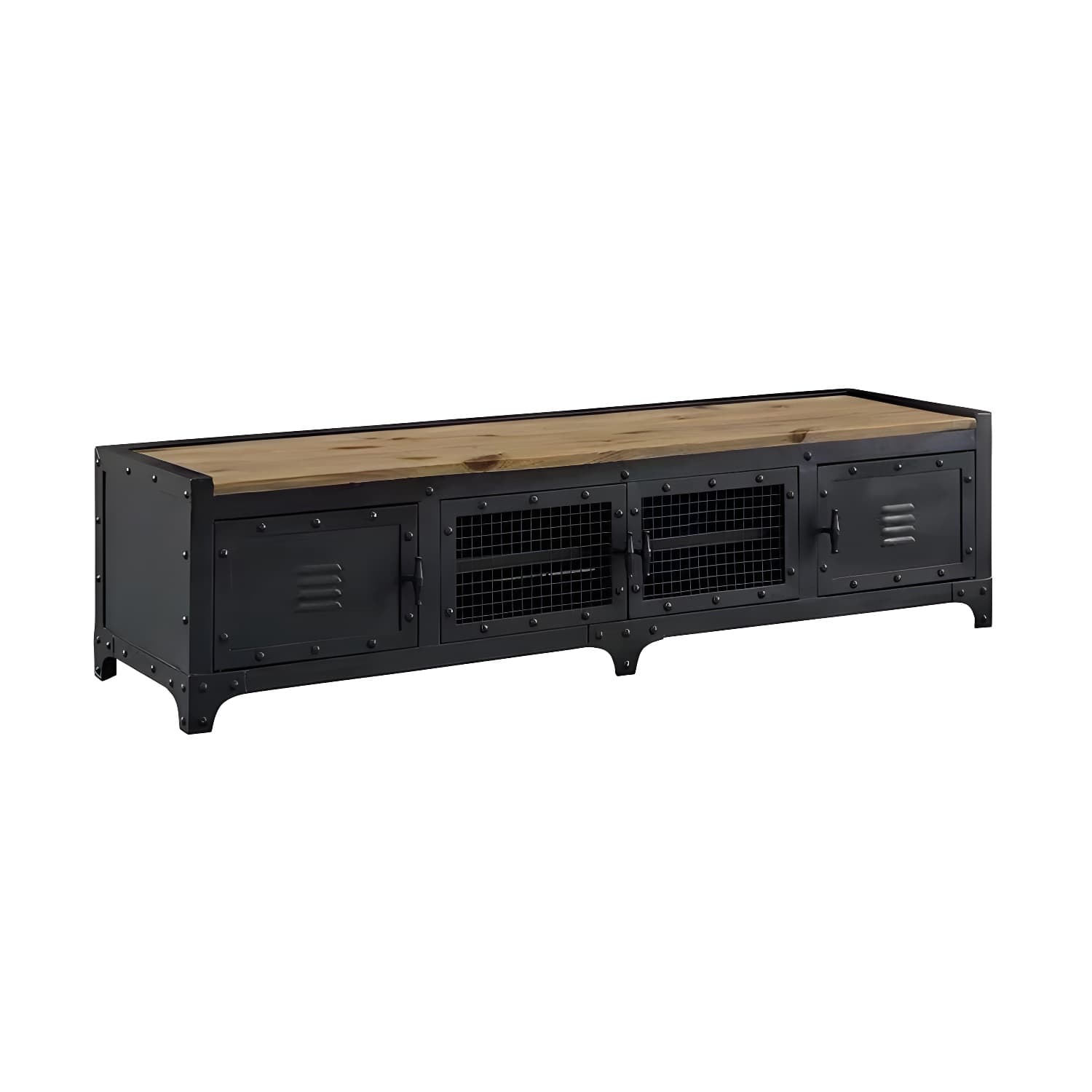 17.72"H TV Stand Industrial Style Enclosed Storage TV Console with 4 Doors - image 5