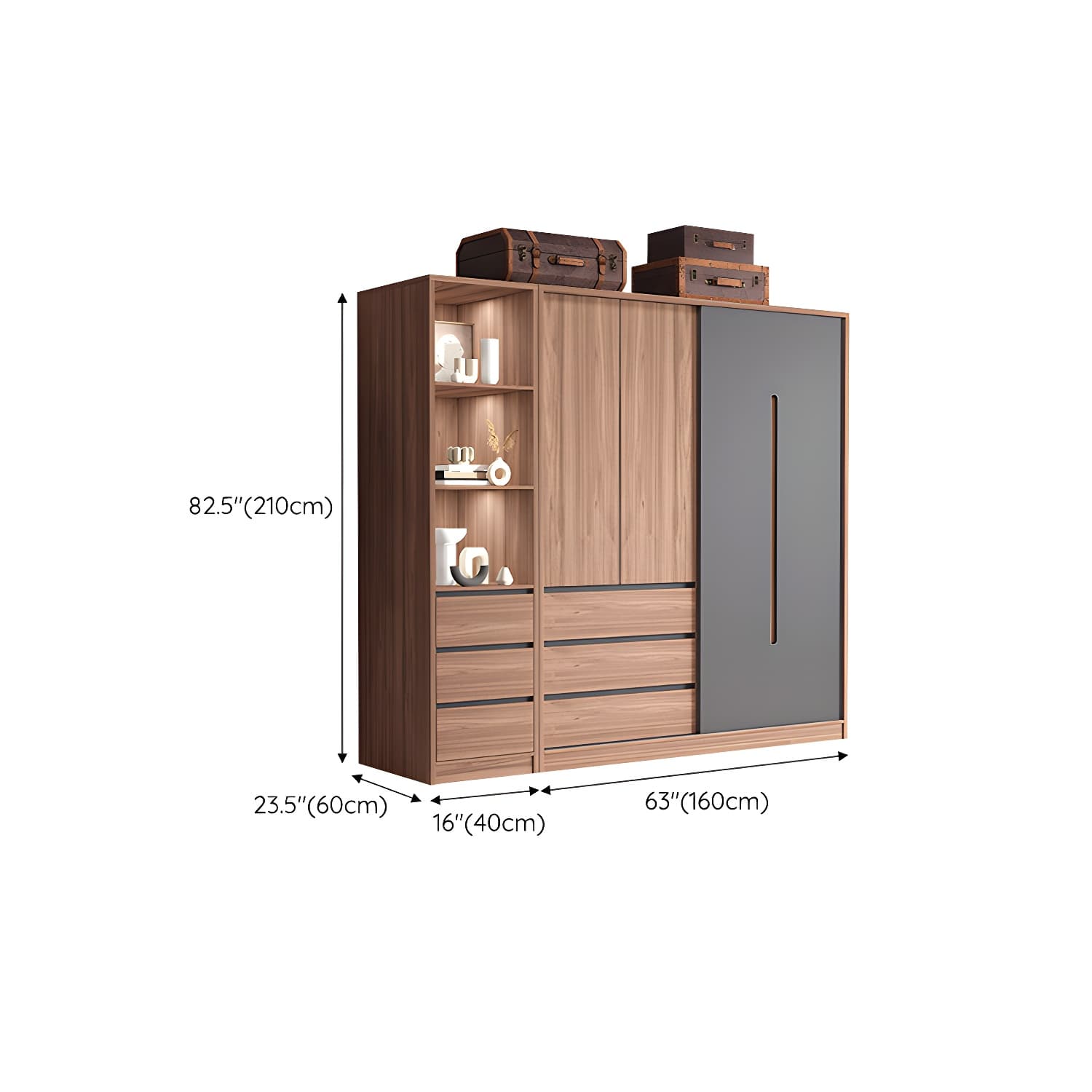 Contemporary Sliding Door Storage Cabinet Bedroom Cabinet with Drawers - image 20