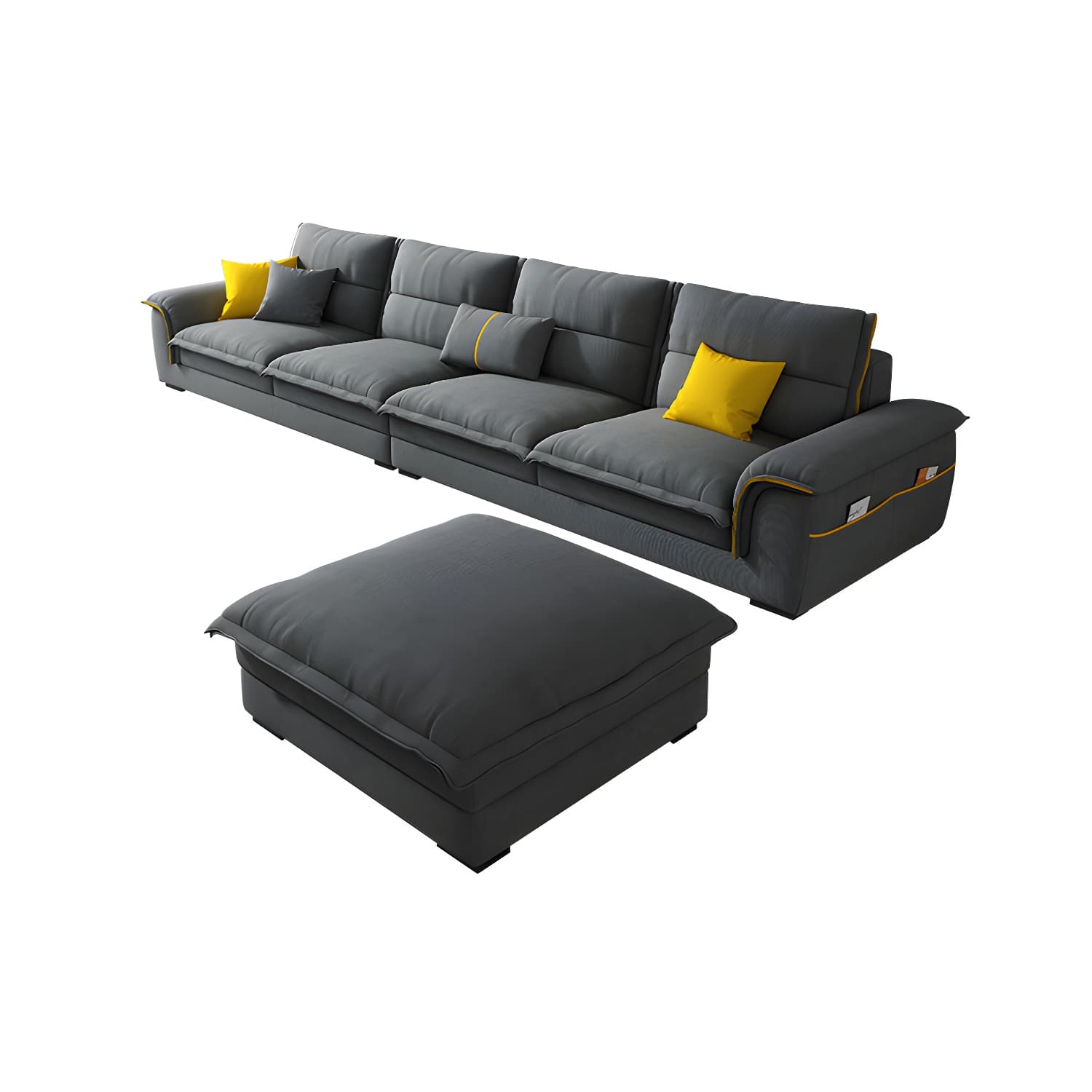 Modern Gray Cotton and Linen Sectional Sofa with Wood Frame and Storage Included - image 10