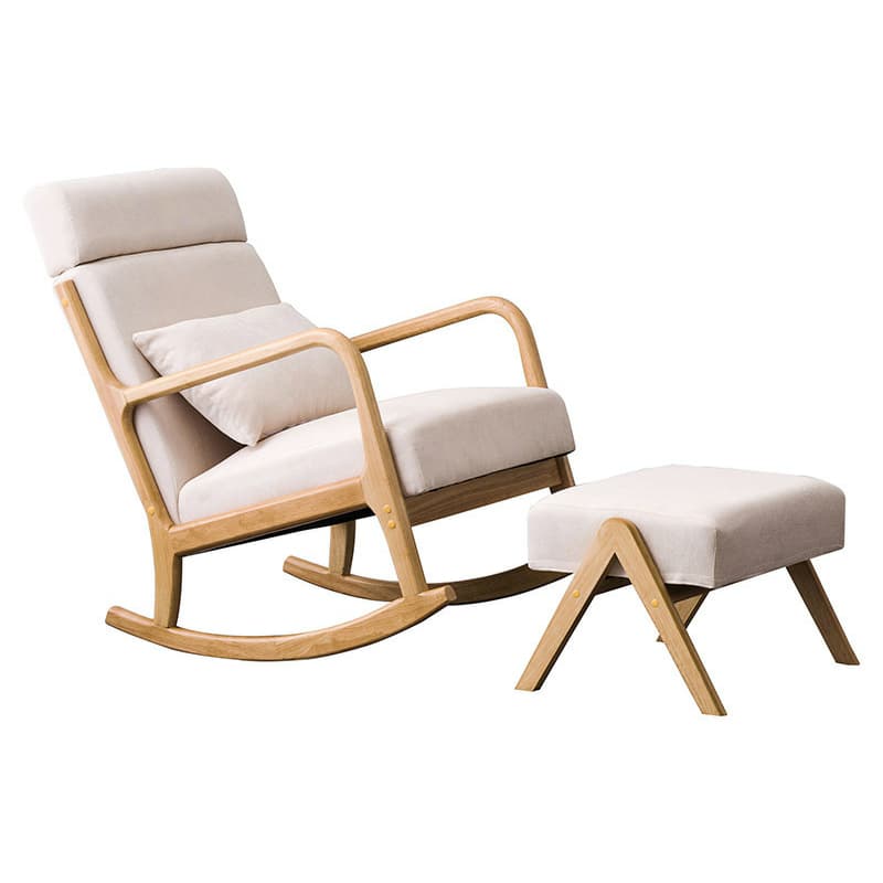 Nordic Natural Cotton Stationary Rocking Couch Chair with Back - image 18