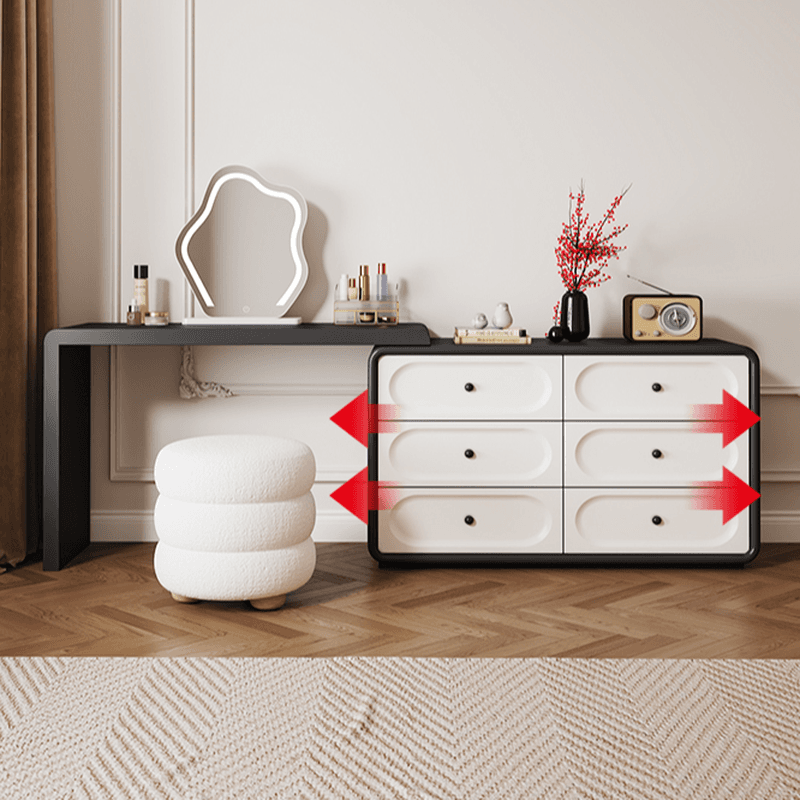 Midnight Black Sleeping Room Makeup Vanity with Scalable Telescopic and Push-Pull