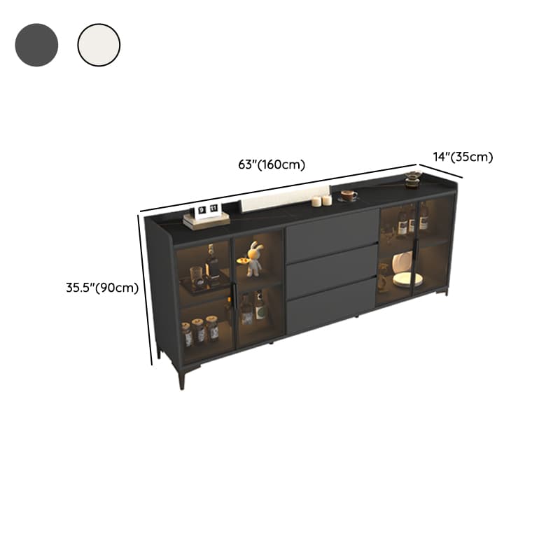Ground Buffet Table/Server with Stone Countertop, Glass Doors, and Flexible Shelf Storage Compartment - image 14