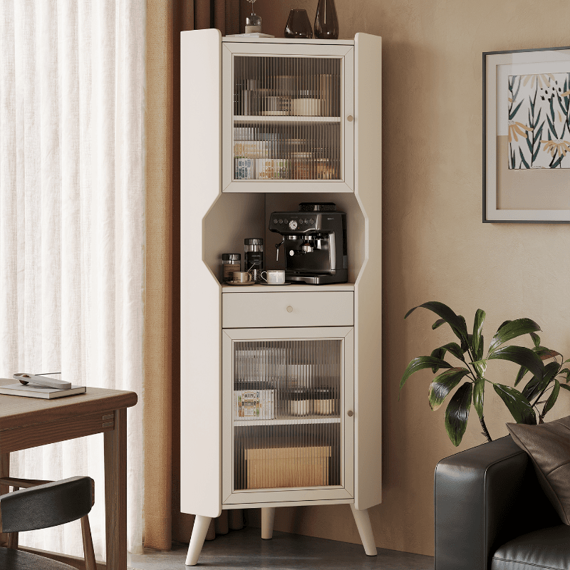 Accent Cabinet with 1 Drawer, 2 Cabinets, Glazed Door, Adjustable Shelf, Cabinet Knobs, Sepia/Wood Color Top, and Stain Resistant Finish - image 3
