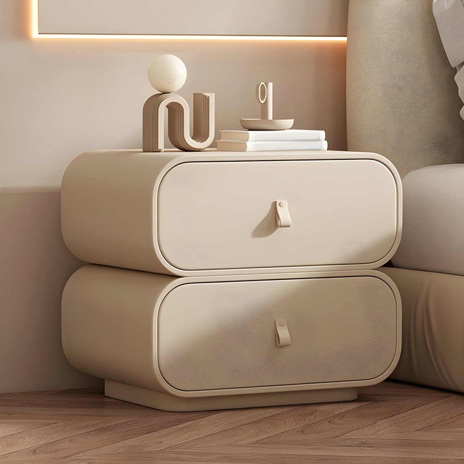 Contemporary Style Solid Wood 2-Drawer Night Table for Bedroom - image 4