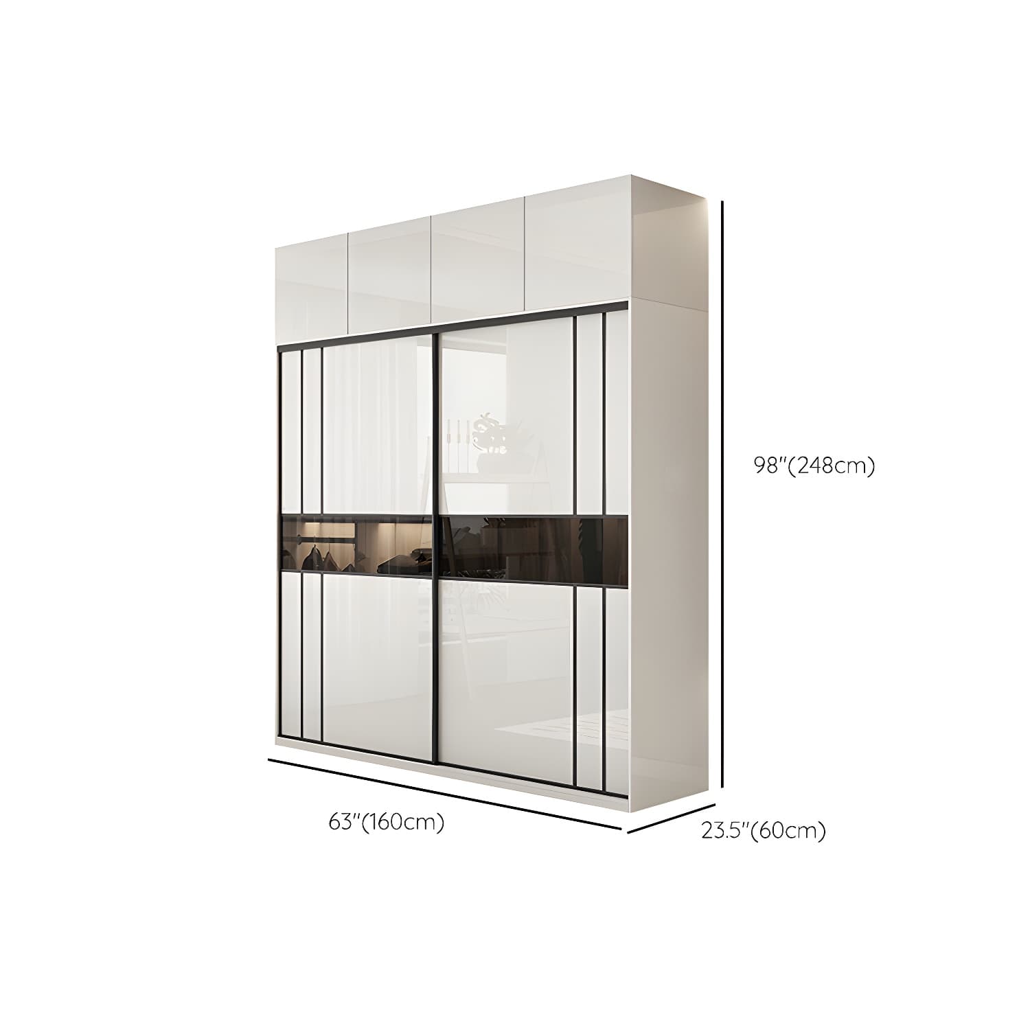 White Colour Wooden Wardrobe Cloth Rod Included Wardrobe Closet with Shelves - image 17