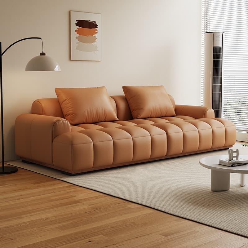Tear Resistant Standard Sofa with Pu/Flannel Upholstery in Black/Dark Grey/White