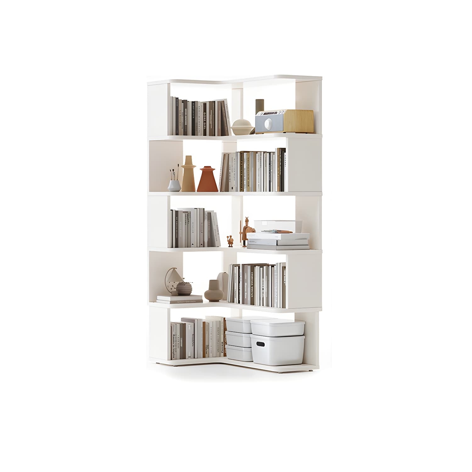 23" Wide Solid Wood Contemporary Corner Accent Chest with Shelves - image 9