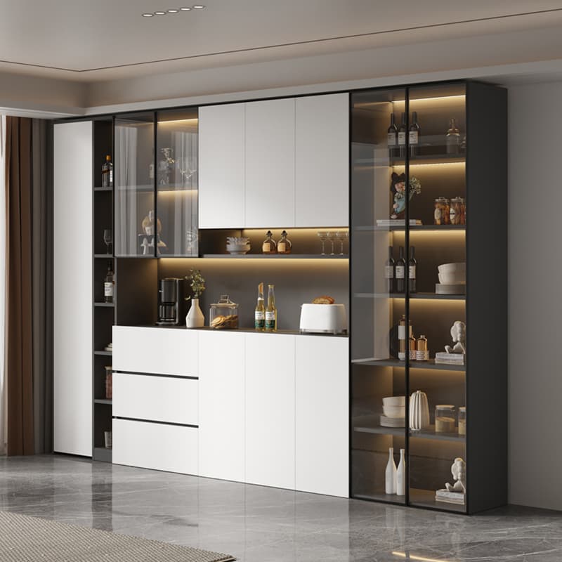 White Modern Buffet Cabinet with Cabinets and Shelves, Full Assembly Needed - image 3