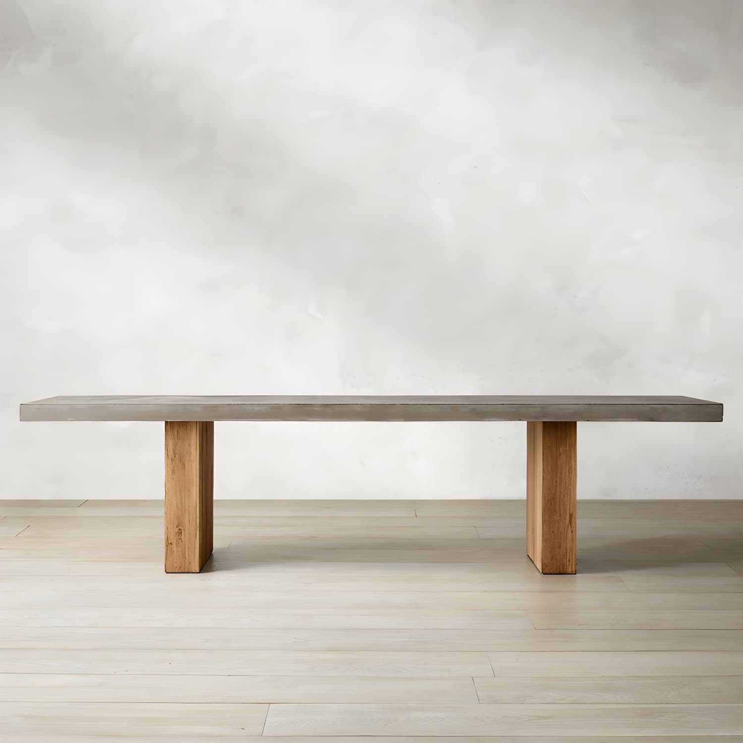 Modern Rectangle Dining table Solid Wood Double Pedestal Table in Grey