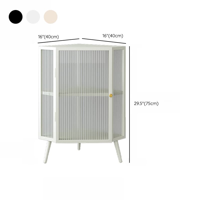 Contemporary Corner Utility Cabinet with 1 Cabinet, Iron Countertop, Glass Door, Pull Knobs, and Black/White/Off White Top - image 10