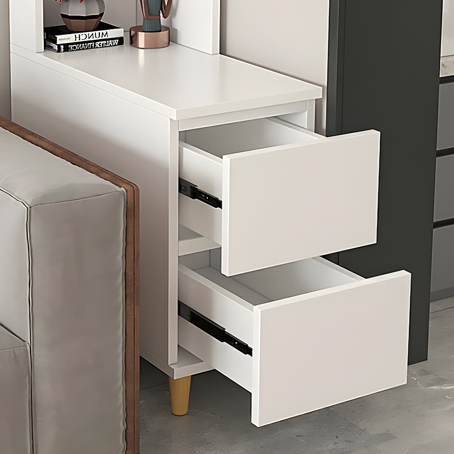 31" Wide Contemporary Corner 2 - Drawer Accent Chest with Shelves - image 10