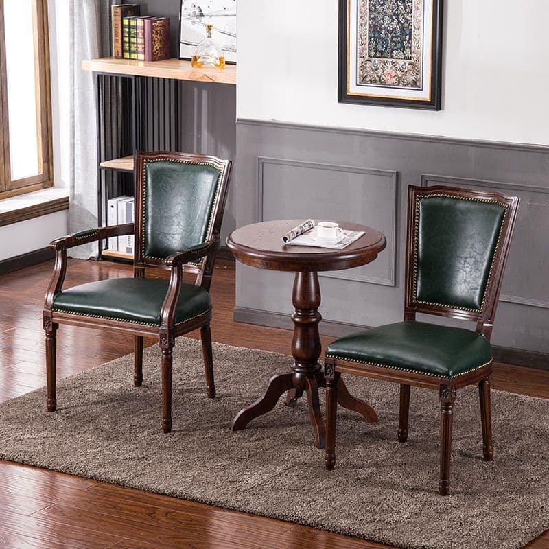 Traditional Antiqued Wood Sturdy Nailhead Trim King Louis Arm Chair/Armless Chair with Outlined and Foot Pads - image 4