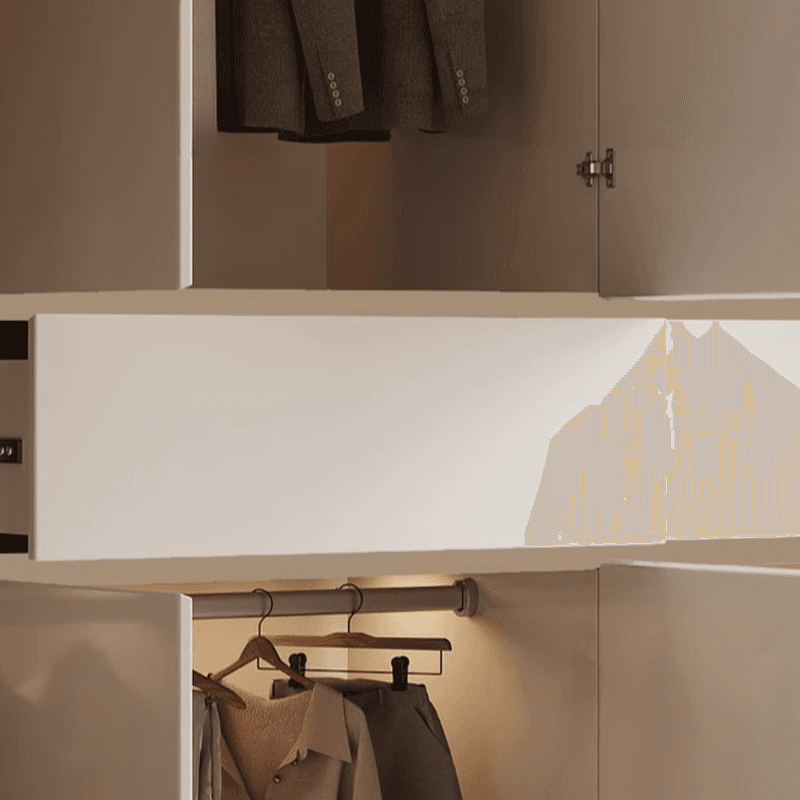 Chalk Minimalist Wood Cabinet Armoire with Soft Close Drawer and Door, Interior Shelves, and Clothing Rod - image 6