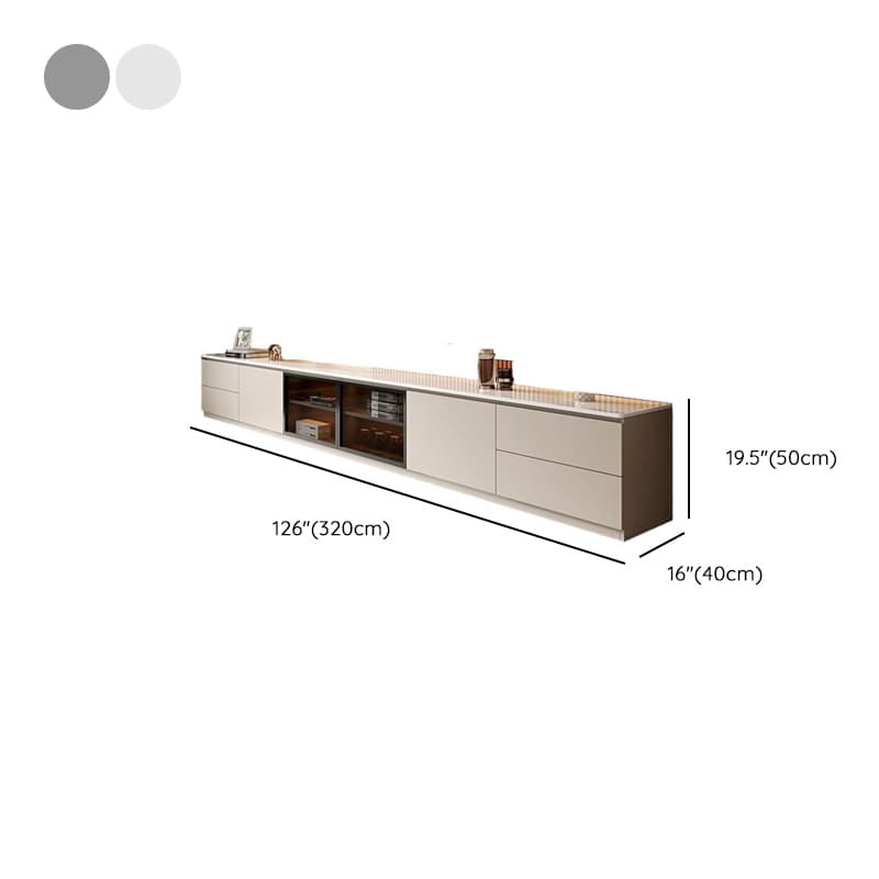 2-Cabinet & 4 Drawers Trendy Sintered Stone TV Stand with Shelf & Cable Management - image 19