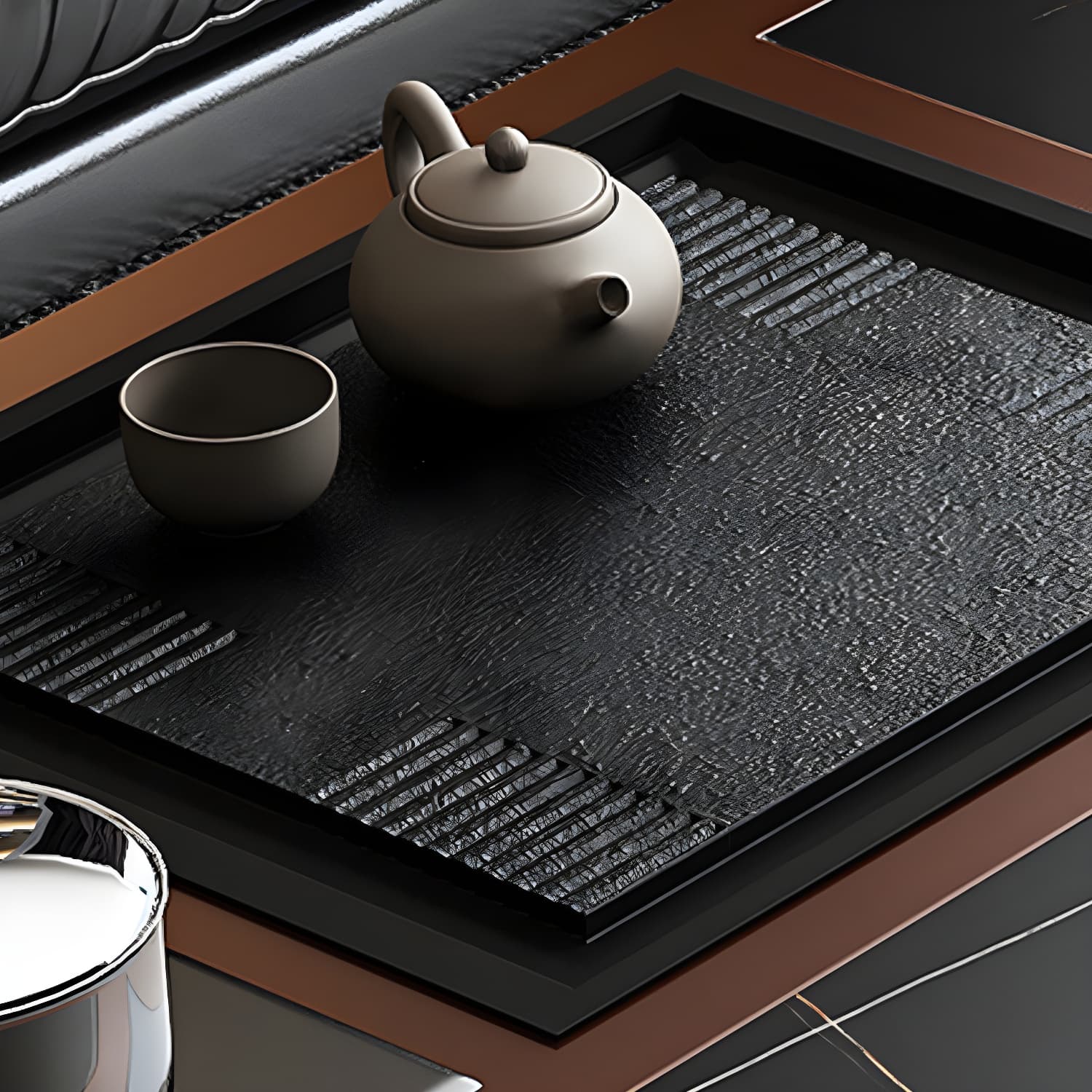 Abstract Slate Coffee Cocktail Table with Storage Drawers Rectangle - image 13
